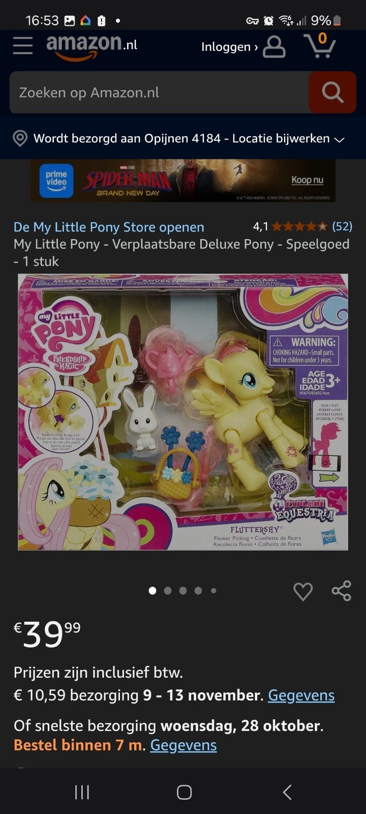 My Little Pony Fluttershy met accessoires, Ophalen of Verzenden, Gebruikt, Meisje
