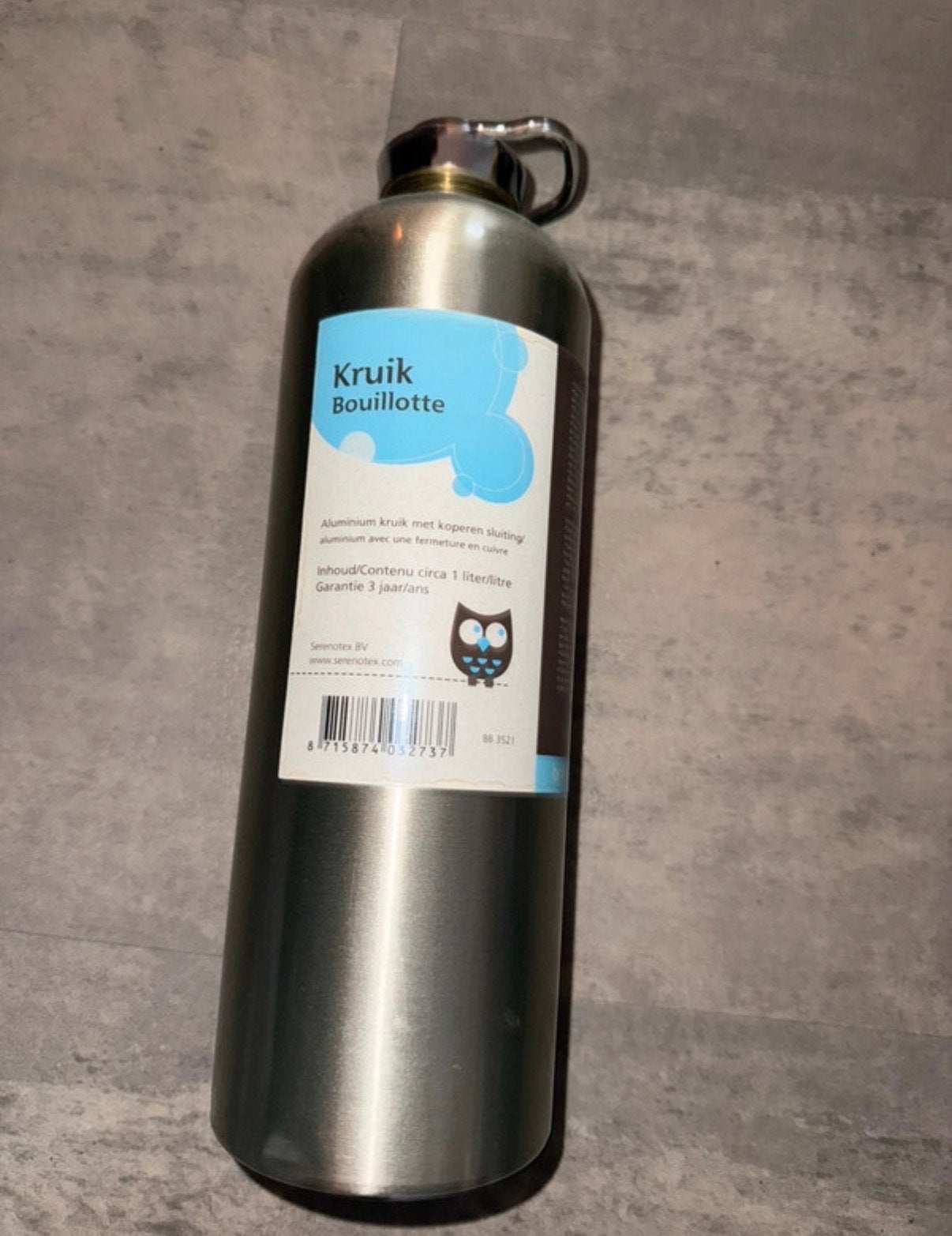 Aluminium Kruik Bouillotte - 1 Liter, Ophalen of Verzenden, Zo goed als nieuw, Zilver, Metaal