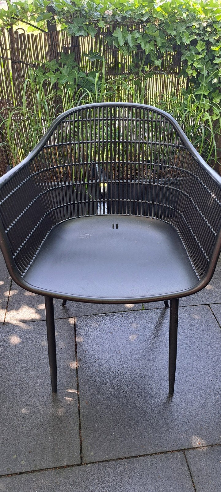 Set van 4 zwarte tuinstoelen, Ophalen, Gebruikt, Kunststof