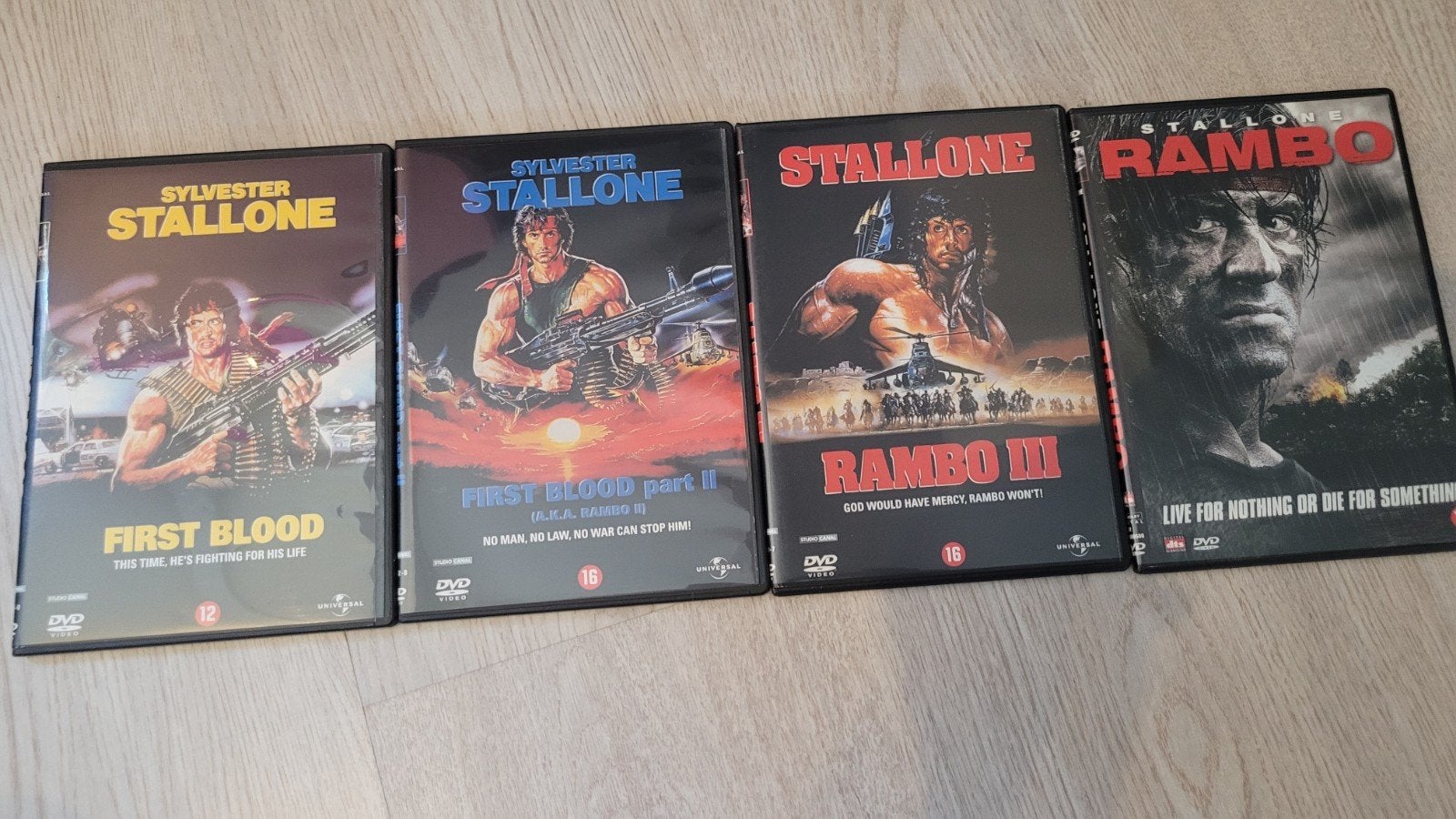 rambo 1, 2, 3, 4 dvd Sylvester stallone, Alle leeftijden, Ophalen of Verzenden, Zo goed als nieuw