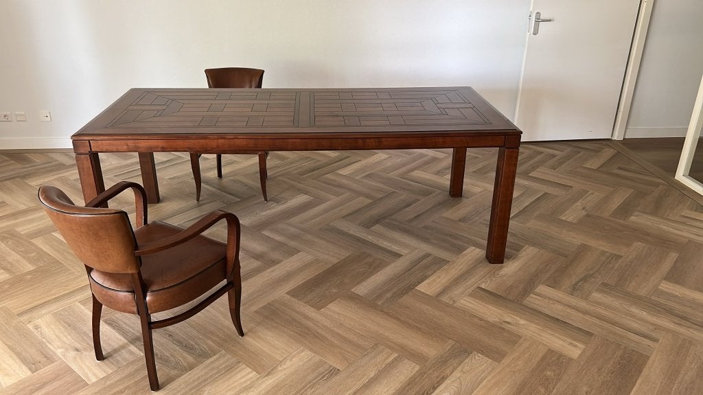 Gratis af te halen: kersenhouten eettafel, Huis en Inrichting, Tafels | Eettafels, Ophalen, Gebruikt, 200 cm of meer, 50 tot 100 cm