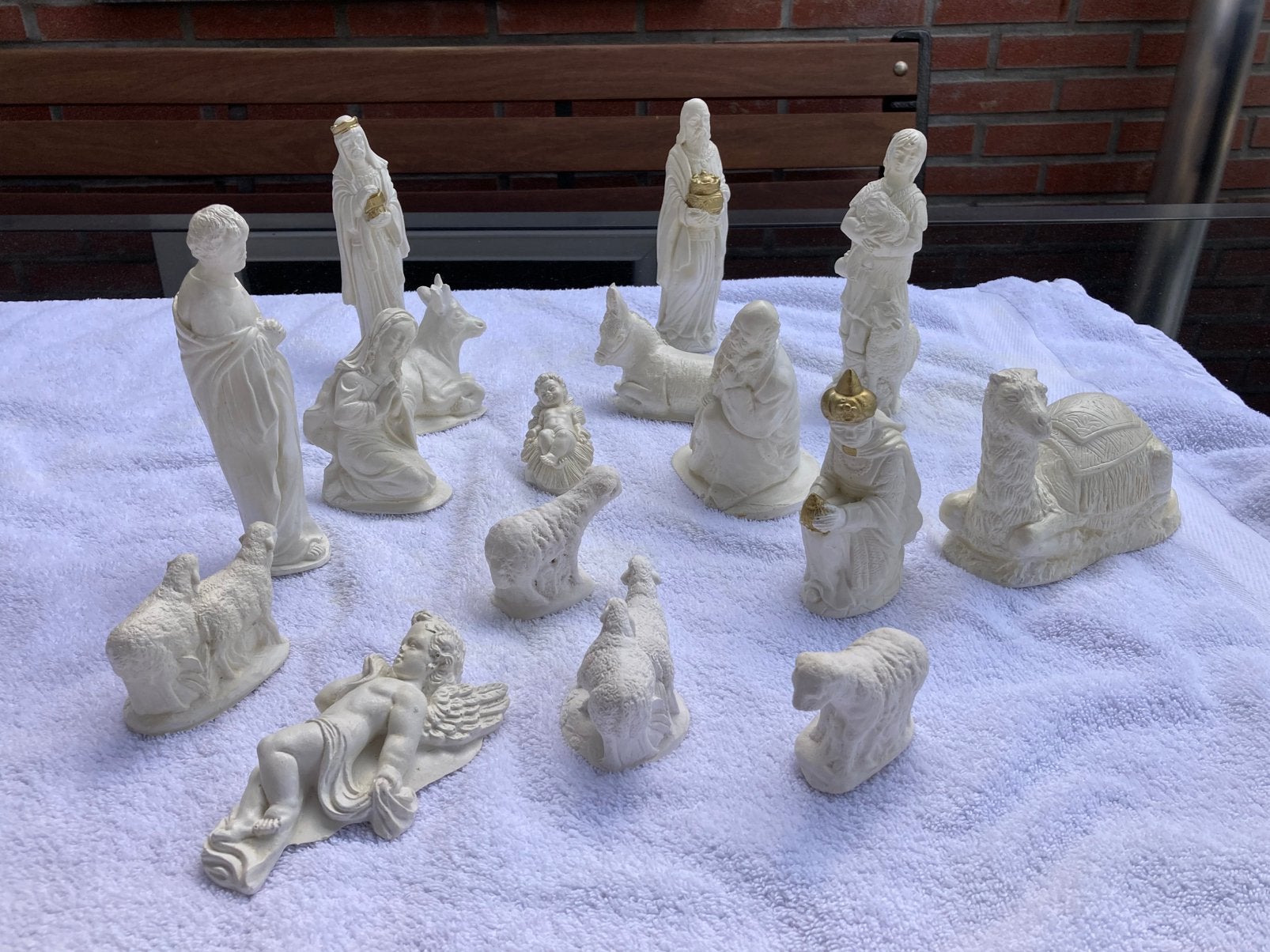 Kertstal, kerstgroep gips, 16 delig, 16 cm hoog, Diversen, Ophalen, Zo goed als nieuw