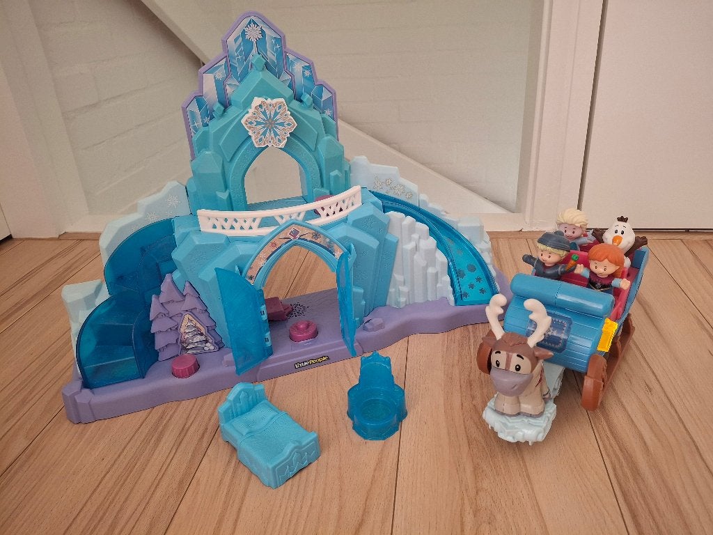 Little People Frozen ijspaleis + slee, Kinderen en Baby's, Speelgoed | Fisher-Price, Zo goed als nieuw, Speelset, Met licht, Met geluid