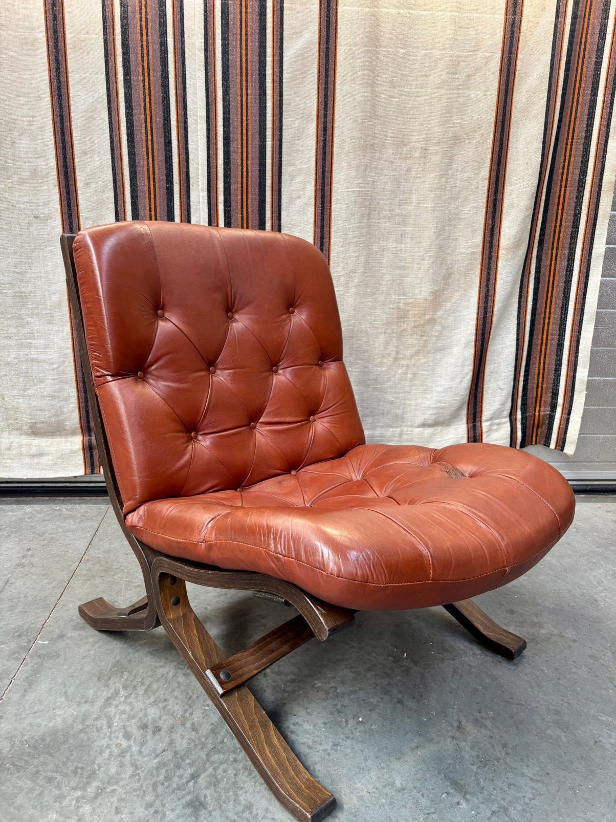 Siesta Scandinavisch design fauteuil jaren 70, Huis en Inrichting, Ophalen, Zo goed als nieuw, 50 tot 75 cm, Leer