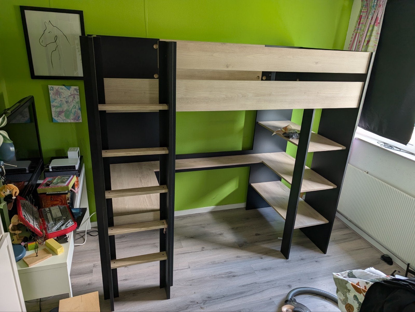 Hoogslaper met bureau en opbergruimte, Ophalen, Gebruikt, Eenpersoons, 200 cm