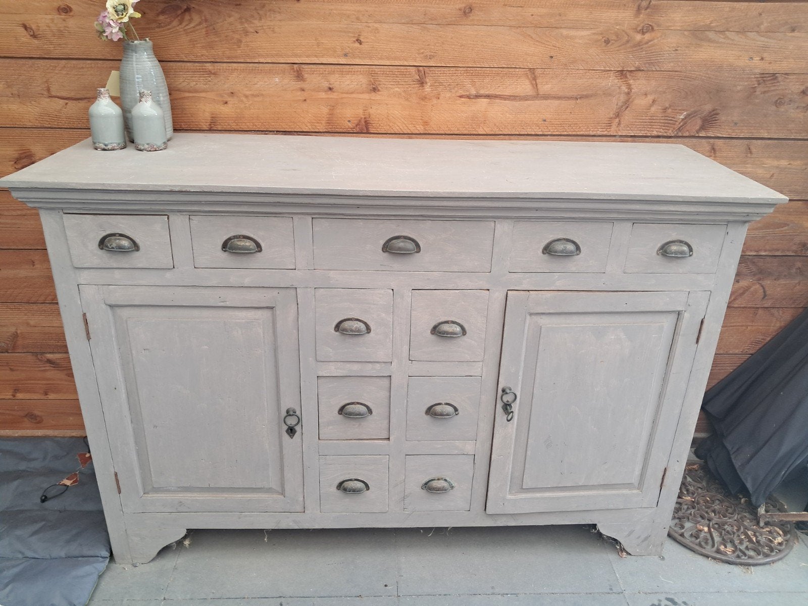 Teakhouten dressoir: L 1.60m/B 52cm/ H 1.06m, Ophalen
