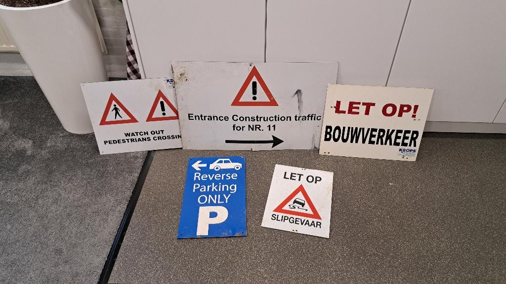 Partij veiligheids- en bouwplaatsborden te koop, Ophalen, Gebruikt