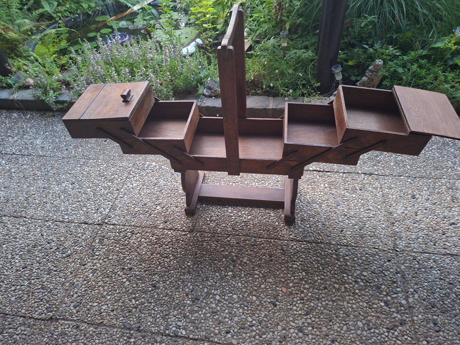 Vintage uitklapbare naaibox, Ophalen, Gebruikt