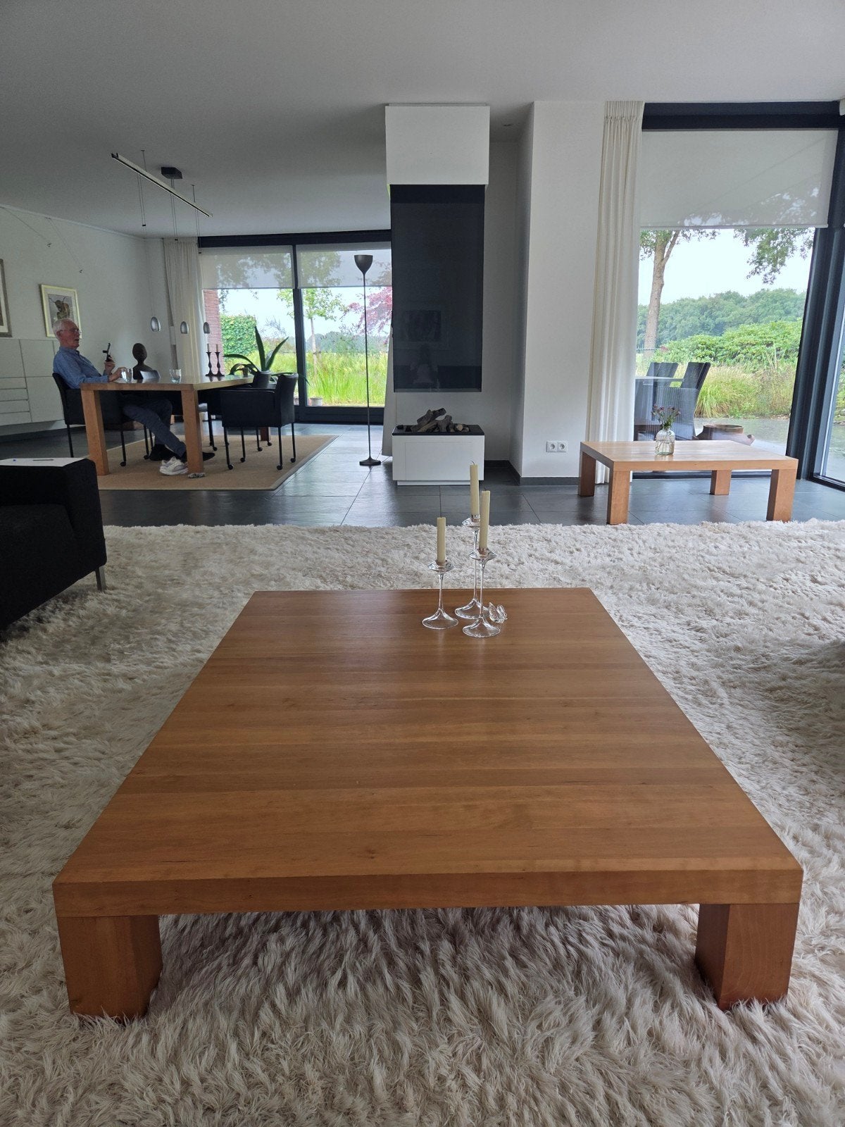 Massief houten salontafel, Ophalen, Gebruikt, Modern, minimalistisch, Overige houtsoorten