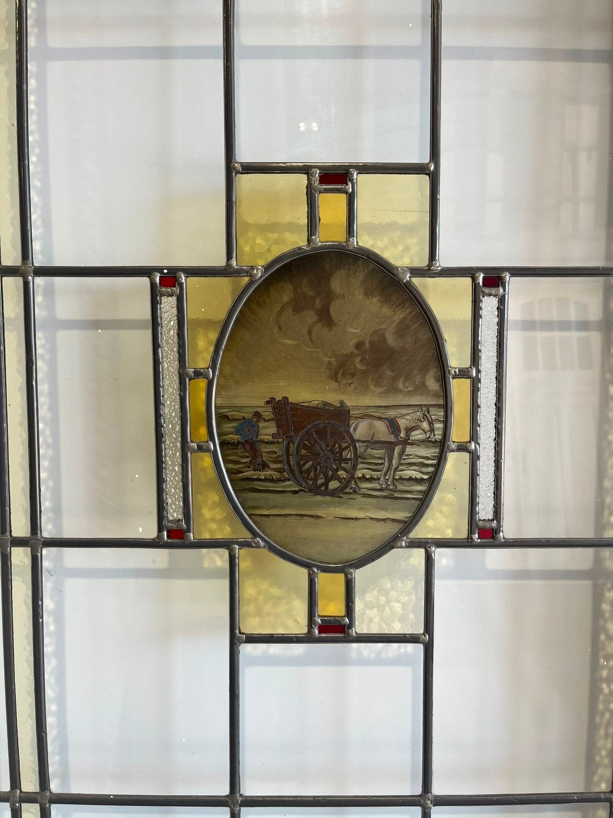 Antieke ensuite schuifdeuren glas in lood gebrandschilderd, Doe-het-zelf en Verbouw, Deuren en Horren, 120 cm of meer, Binnendeur