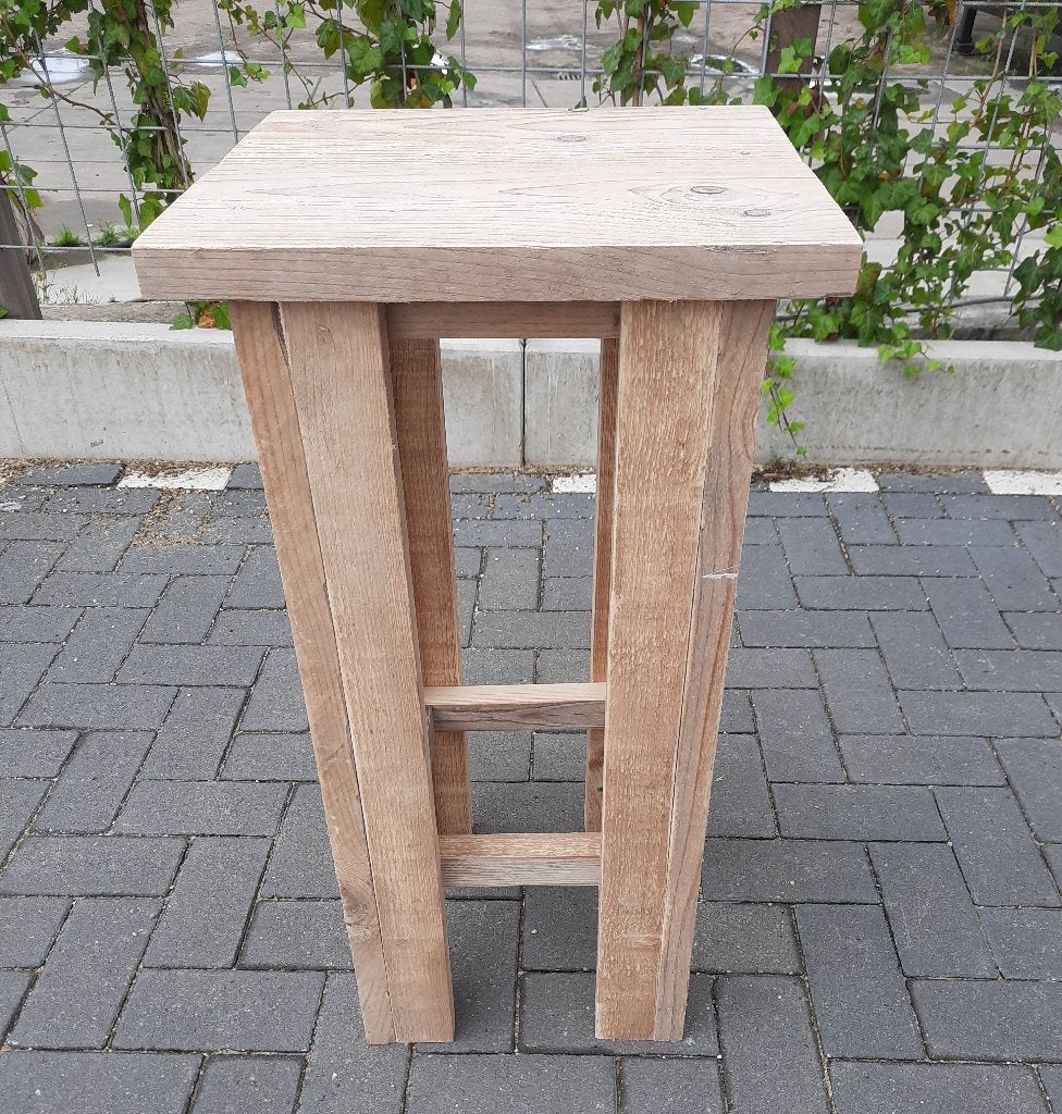 Barkruk Gebruikt steigerhout - Kruk zonder rugleuning €65, Met voetsteun, 60 tot 90 cm, Nieuw, Ophalen of Verzenden