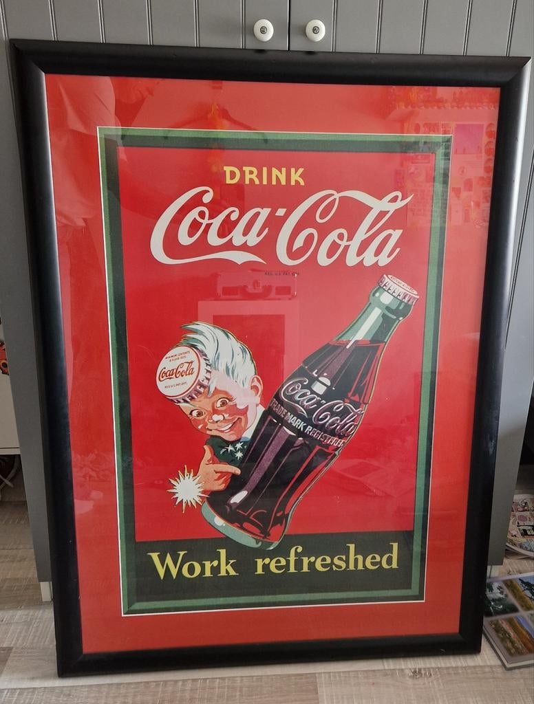 Coca Cola poster in lijst uit de jaren '90 - 80x110 cm, Ophalen