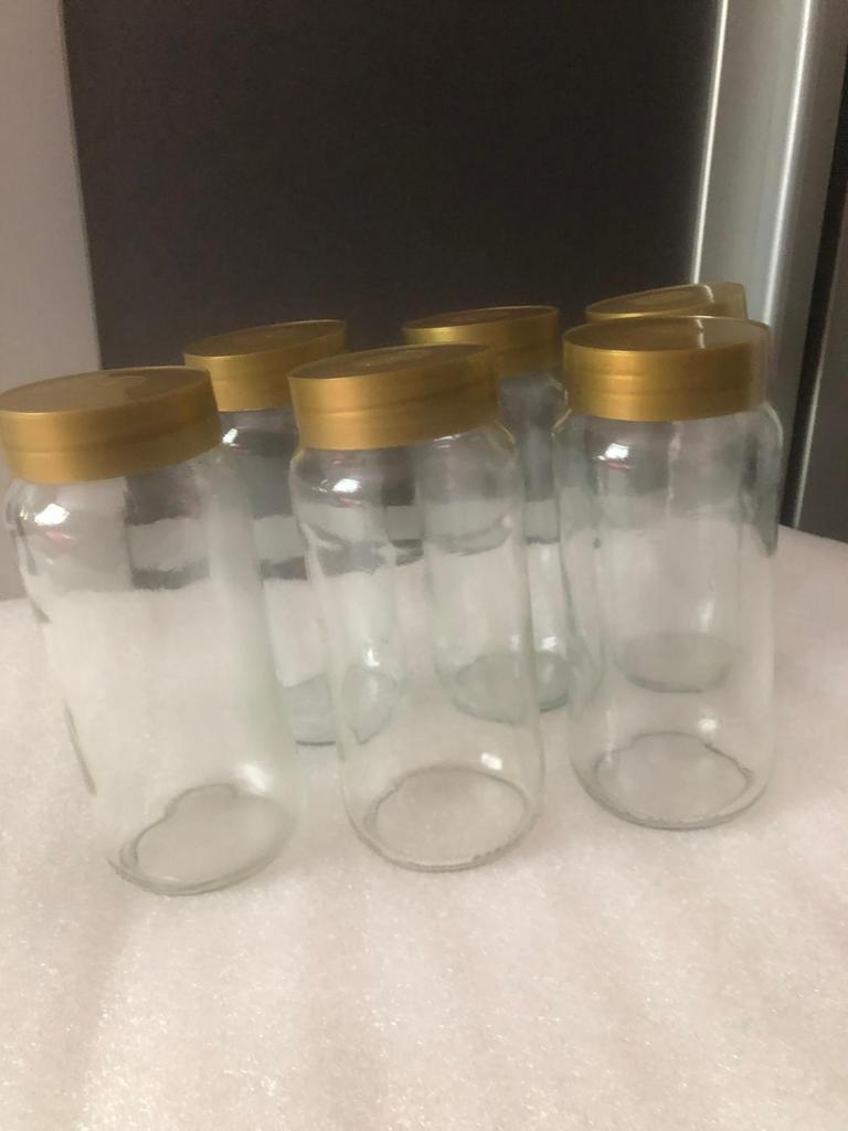Glazen pot met draai deksel x 6 - hoogte 17 cm, Voorraadpot, Ophalen of Verzenden, Zo goed als nieuw, Glas