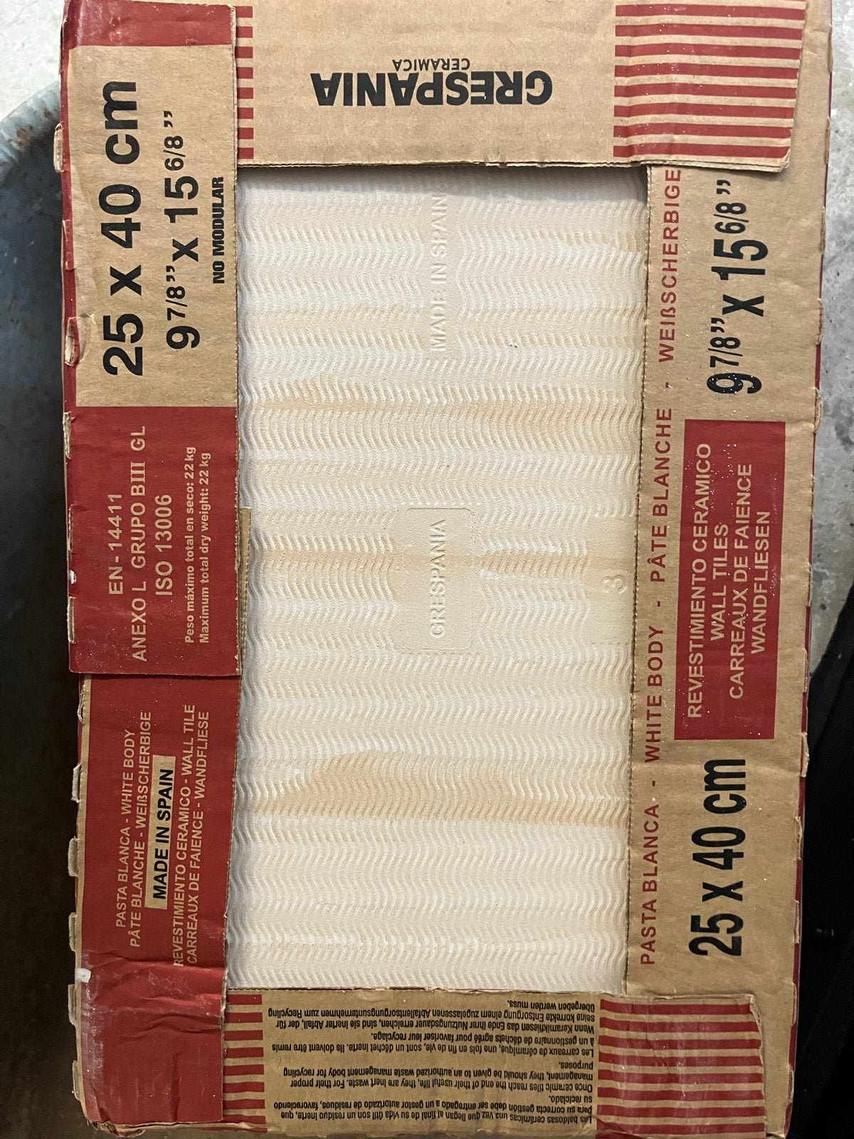 Grespania Wandtegels Wit 25x40 cm - Nieuw in Doos, Ophalen, Nieuw, 5 tot 10 m², 20 tot 40 cm