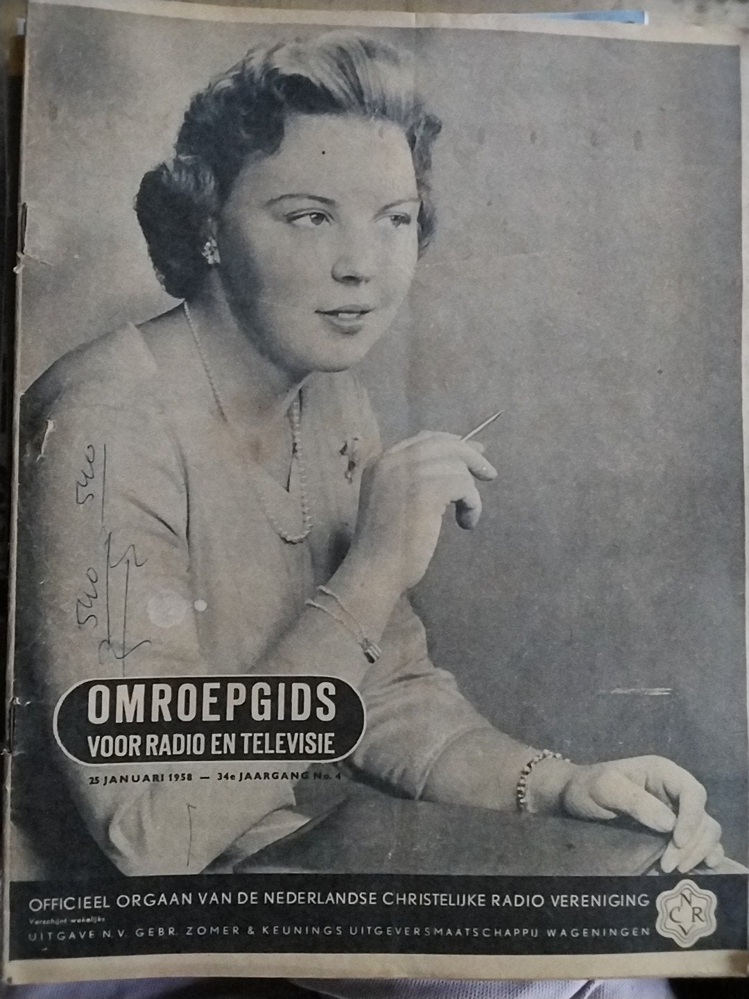Omroepgids ncrv  25 Januari 1958 prinses beatrix, Ophalen of Verzenden, Gelezen, Muziek, Film of Tv