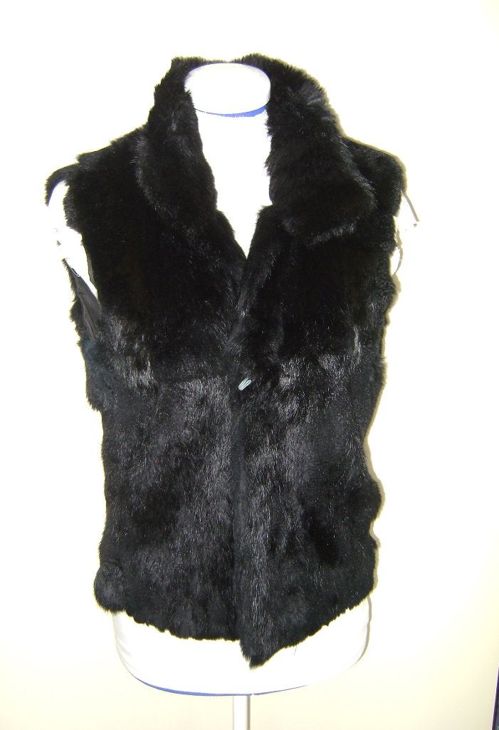 konijn bont gilet bodywarmer vintage boho viking castlefest, Kleding | Dames, Verzenden, Zwart, Echt konijn bont retro, Zo goed als nieuw