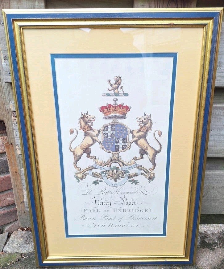 Antieke ingelijste gravures wapenschilden - set van 3, Antiek en Kunst, Kunst | Etsen en Gravures, Ophalen, 64 cm, 44 cm, Ingelijst