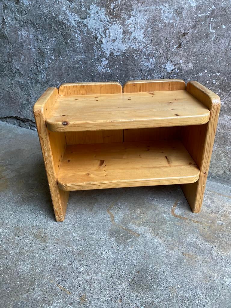 Brutalist pine kleine kast / nachtkastje, Gebruikt, Minder dan 45 cm, Onbekend, Ophalen of Verzenden