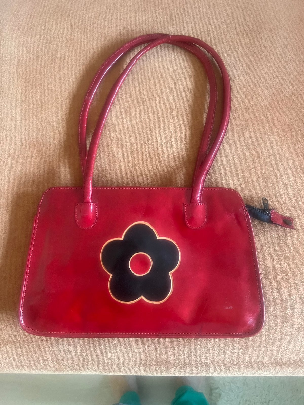 Rood tasje; vintage, Zo goed als nieuw, Leer, Rood, Ophalen