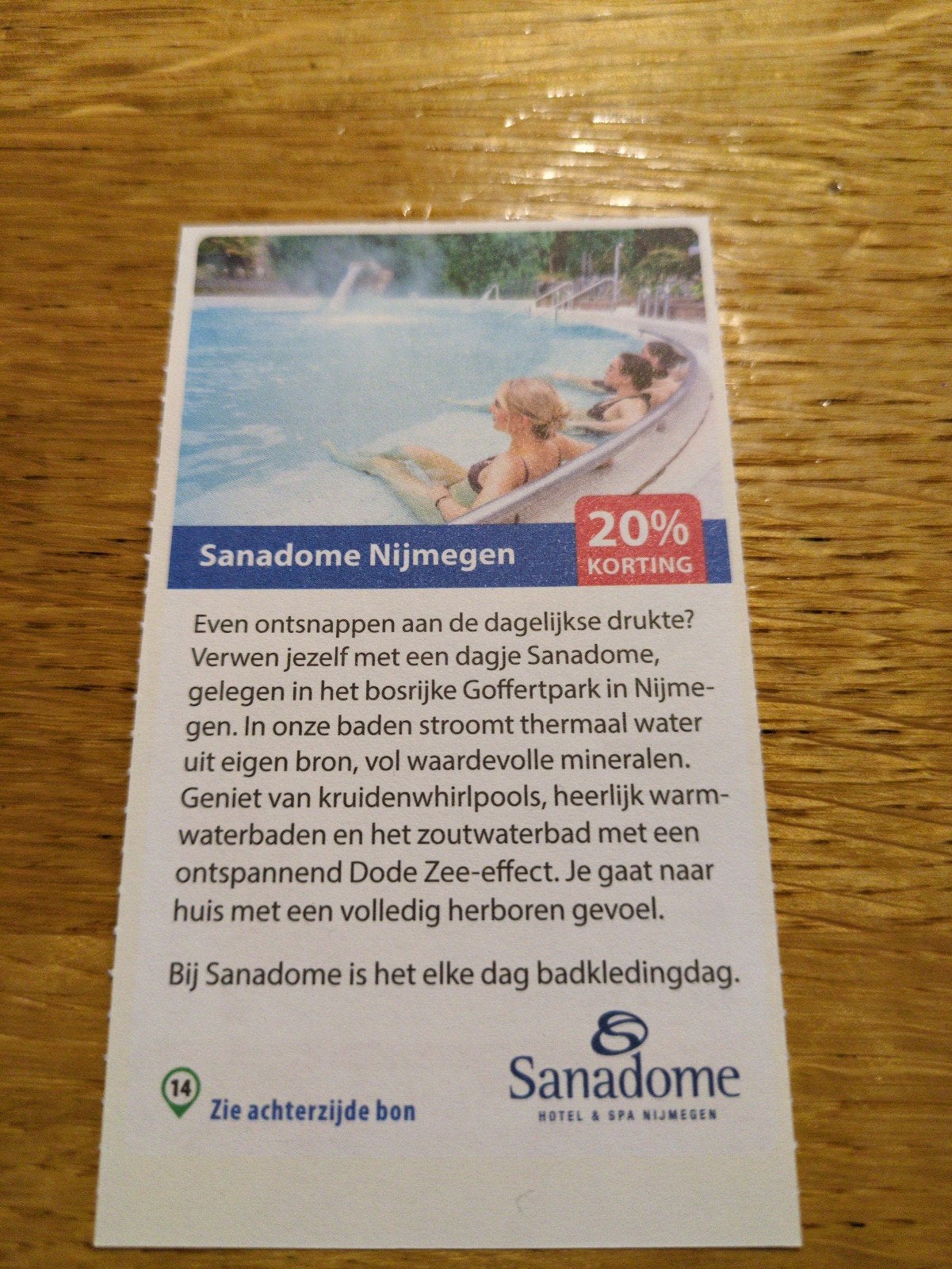 Kortingsbon voor Sanadome Nijmegen, 20 % korting, Tickets en Kaartjes, Drie personen of meer, Kortingsbon, Spa of Sauna