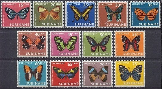 Suriname Luchtpost 47/59 postfris Vliegtuigen 1972, Ophalen of Verzenden, Postfris