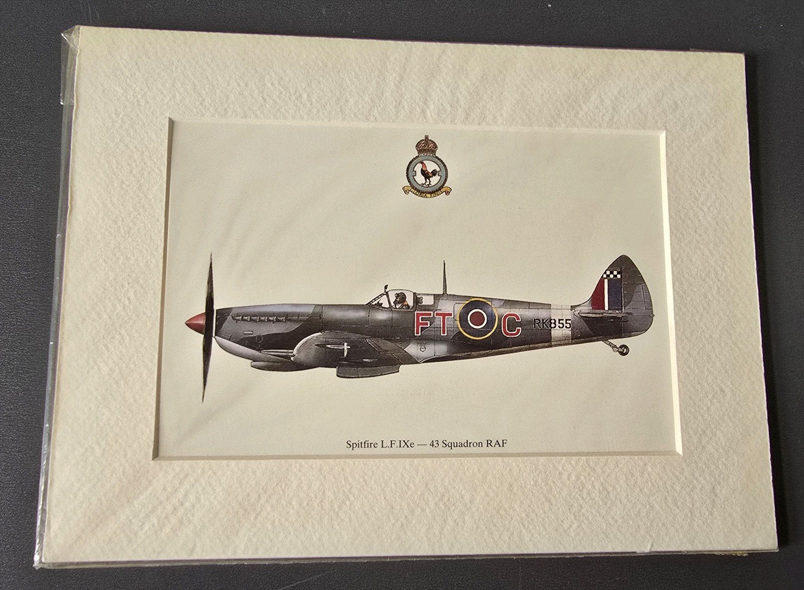 WWII Spitfire prent mét passe-partout vintage, Verzamelen, Ophalen of Verzenden, Luchtmacht, Engeland, Foto of Poster