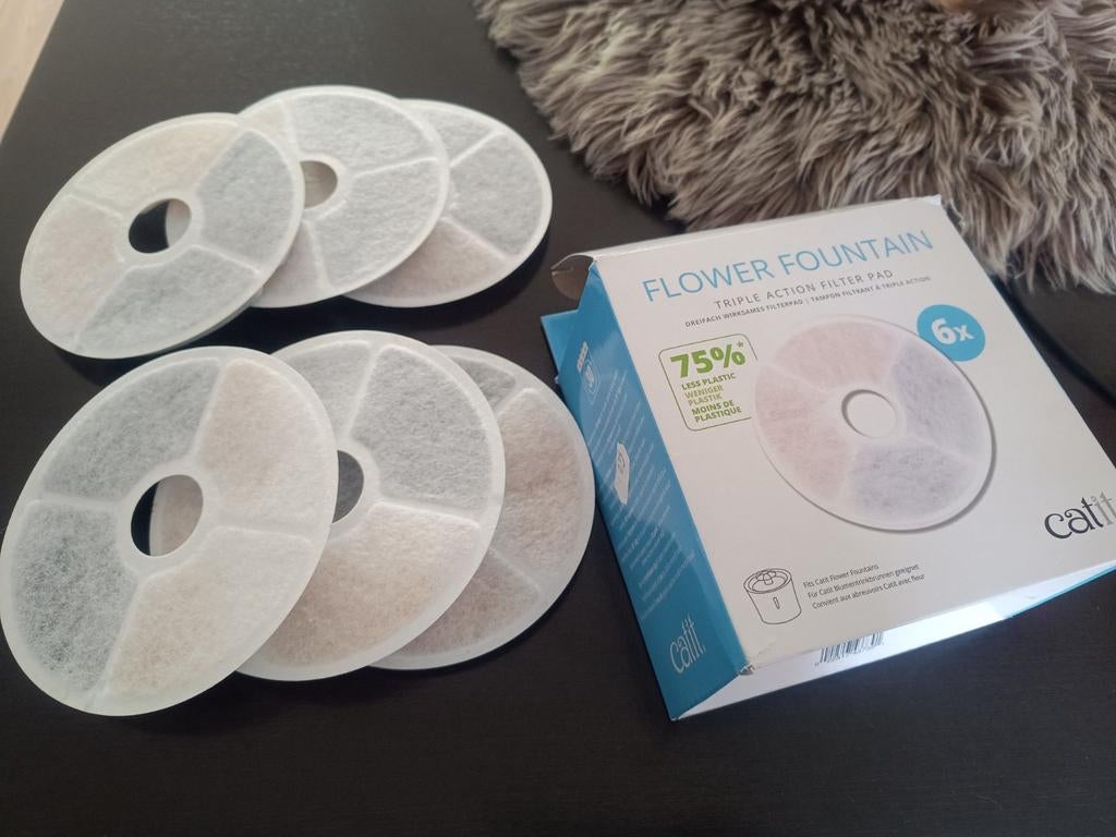 Catit flower drinkfontein filters, 6 stuks, triple action, Ophalen of Verzenden