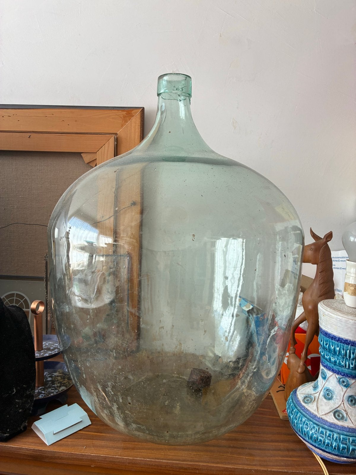 Grote handgeblazen vintage fles - Decoratieve glazen fles, Ophalen