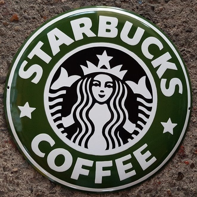 Starbucks coffee zwaar emaillen reclame decoratie bord USA, Verzamelen, Reclamebord, Ophalen of Verzenden, Zo goed als nieuw, Info@americansaleshop.nl
