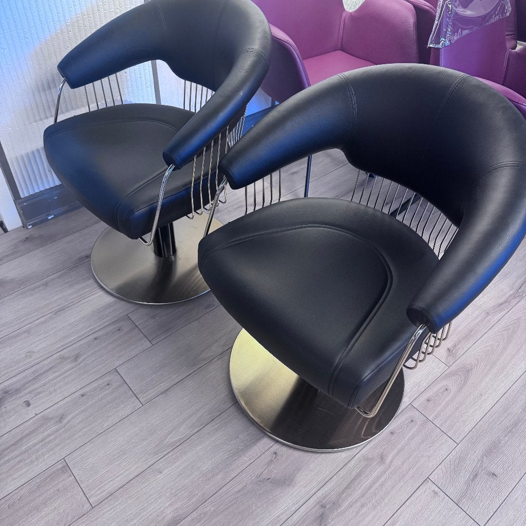 kappersstoel knipstoel gold damesstoel kapsalon oud zwart, Huis en Inrichting, Stoelen, Twee, Zwart, Ophalen of Verzenden, Zo goed als nieuw
