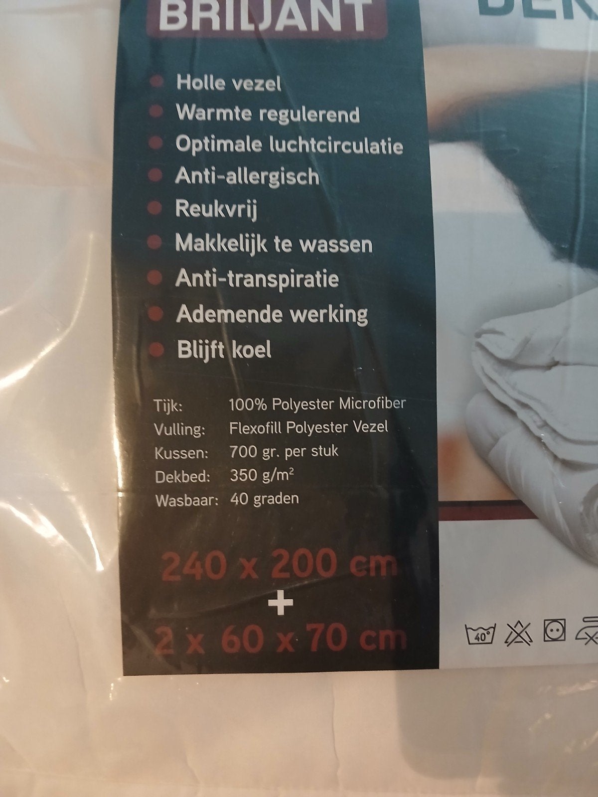 Dekbed en kussens nieuw in verpakking, Wit, Ophalen of Verzenden, Deken of Dekbed, Nieuw