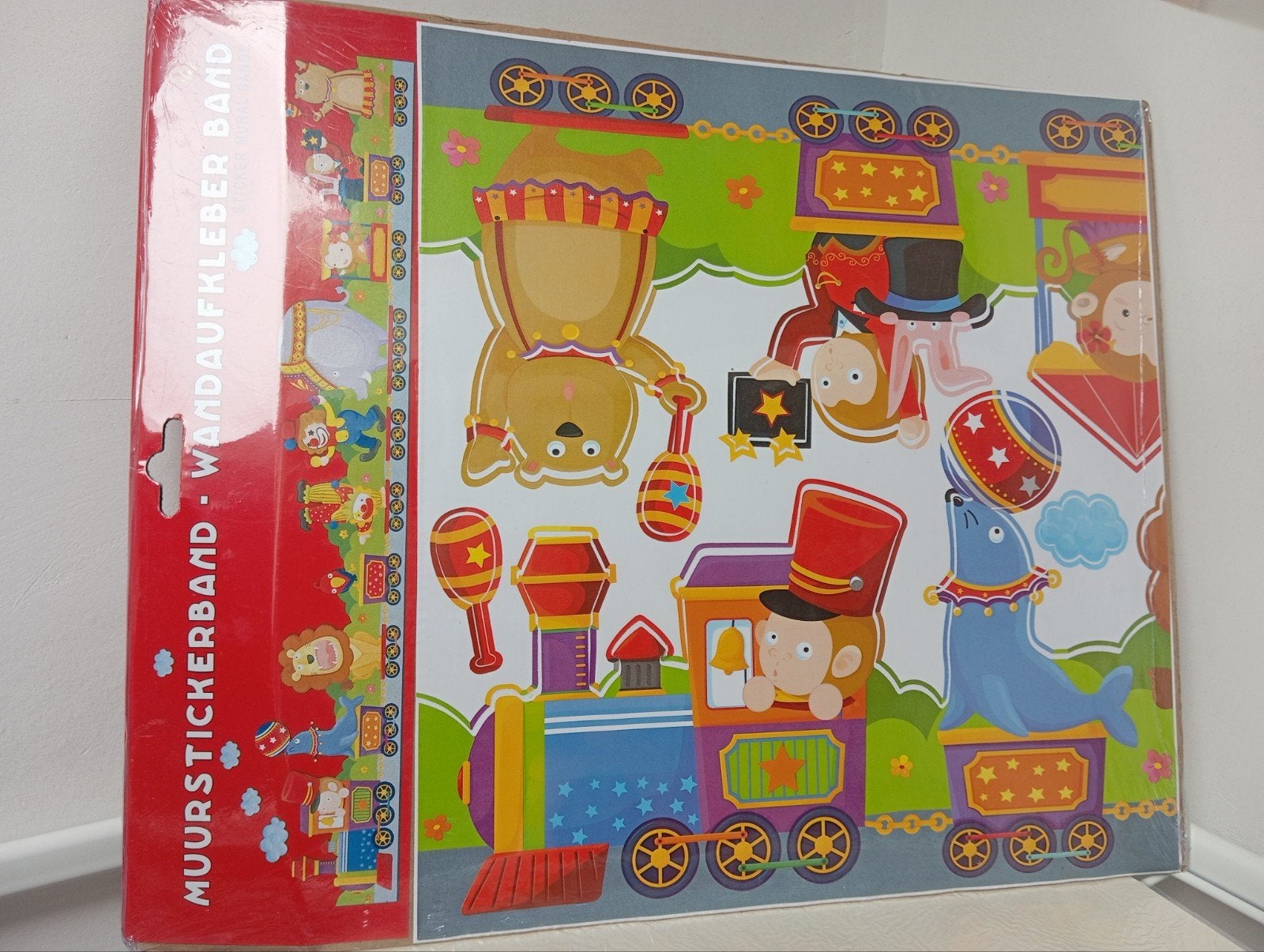 Muurstickerband Circus Trein - Clowns, Olifant, Zeehond, Ophalen of Verzenden