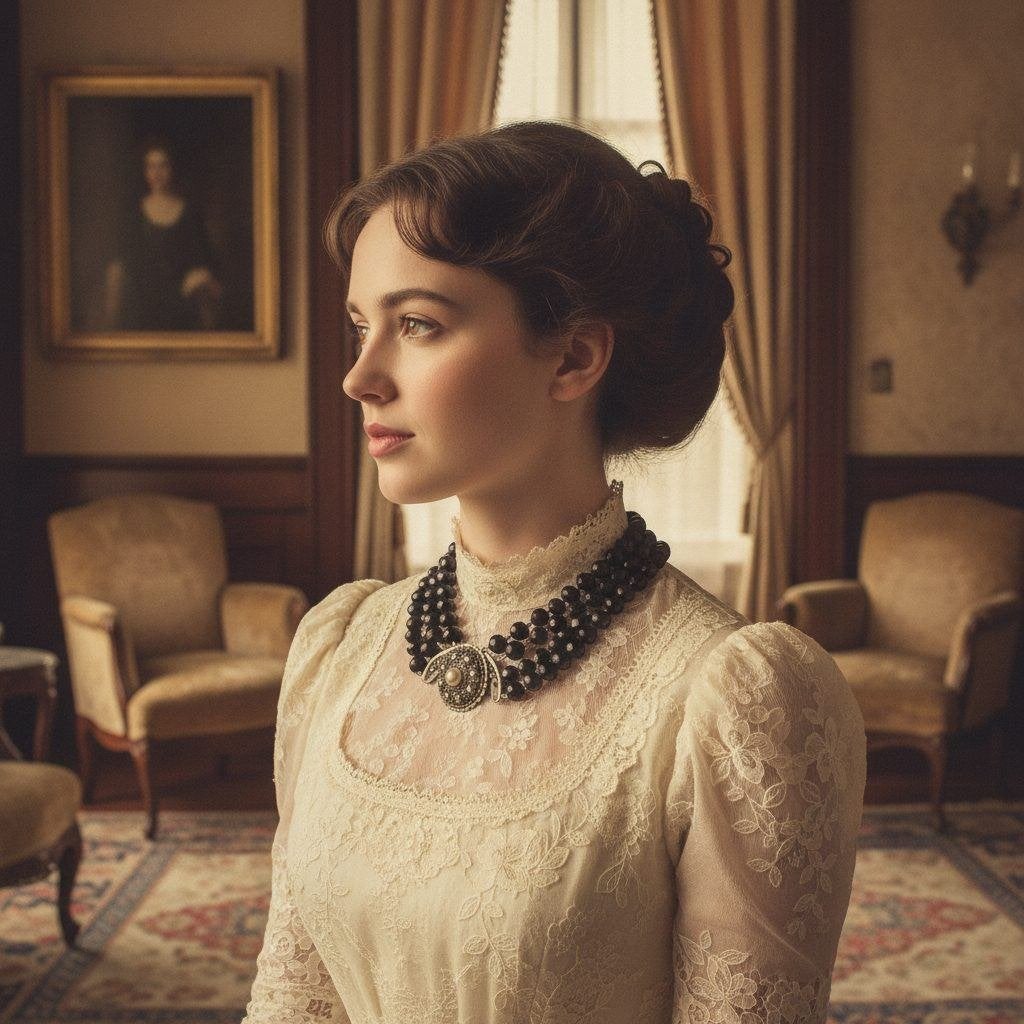 Gitten ketting met zilveren slot, ca. 1900