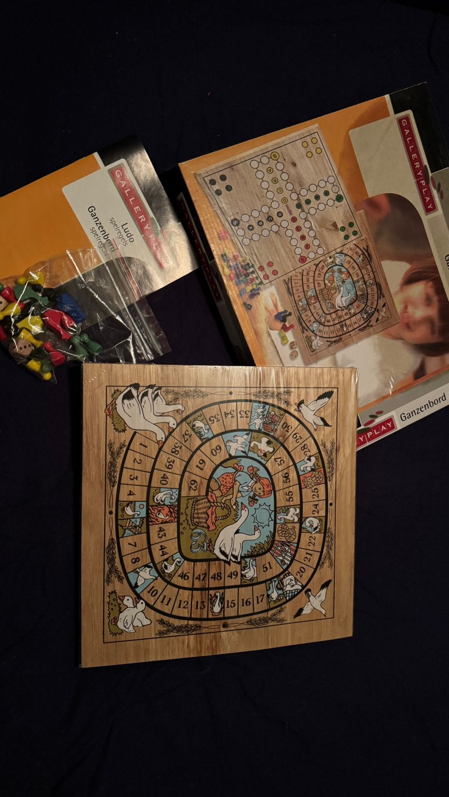 Ganzenbord en mens erg je niet houten spelbord, Drie of vier spelers, Ophalen of Verzenden, Nieuw