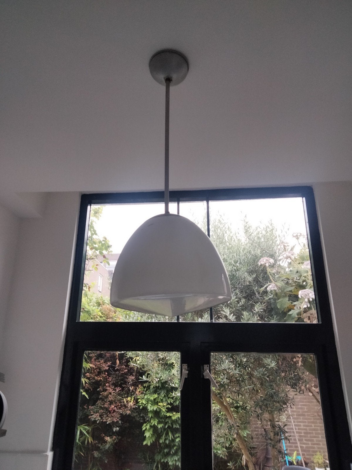 Vintage, art deco, melkglas, oude schoollamp, Huis en Inrichting, Gebruikt, Modern, Metaal, E27 (groot)