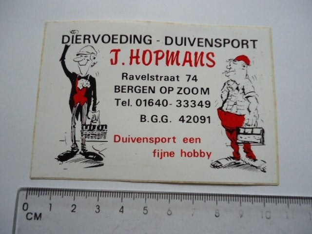 sticker Hopmans bergen zoom strip duiven duif morris ?, Verzenden, Zo goed als nieuw