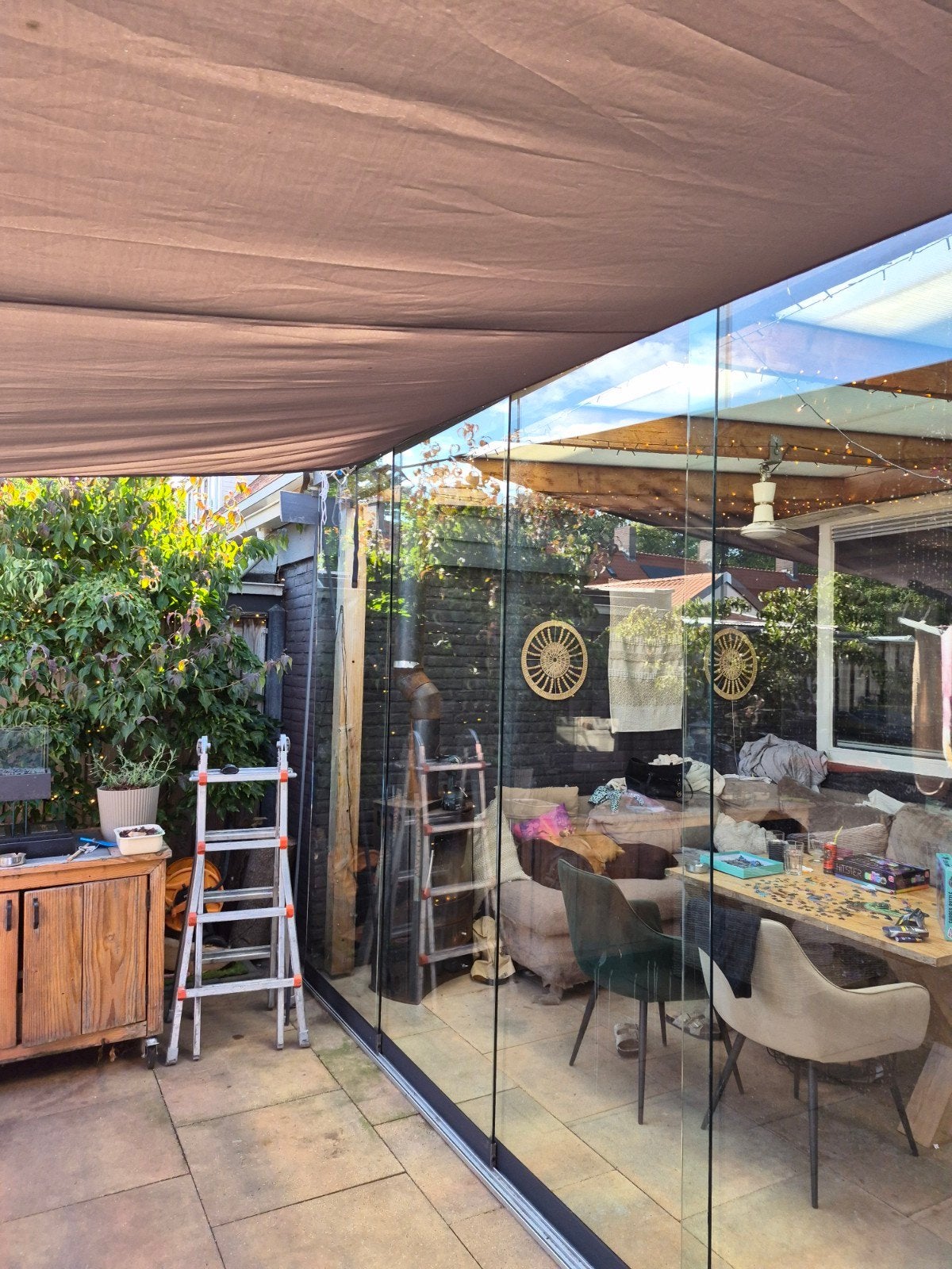 2 glas wanden, Tuin en Terras, Overkappingen, Ophalen, Gebruikt, Veranda