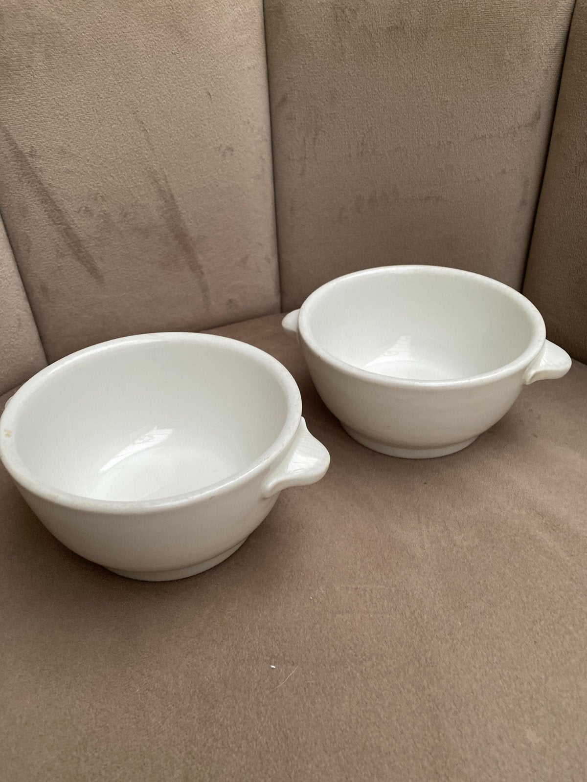 Set van 2 vintage soepkommen met oren Royal sphinx, Ophalen of Verzenden