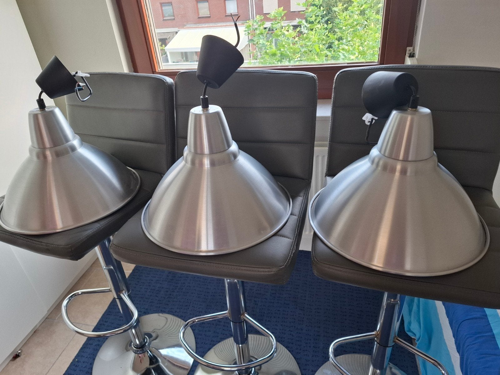 IKEA Hektar hanglampen (3 stuks) - Zo goed als nieuw, Ophalen, E27 (groot), Zo goed als nieuw, Metaal