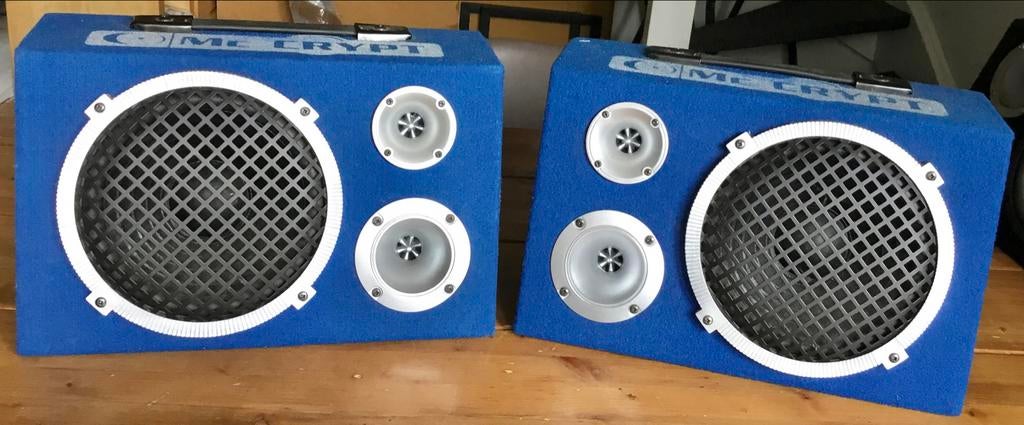 2 BLAUWE MC CRYPT BB 802-II SPEAKERS / LUIDSPREKER BOXEN, Overige merken, Gebruikt, Subwoofer, Ophalen of Verzenden