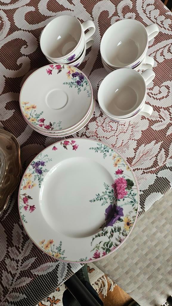 Van Well Fleurelle Servies - Kopjes, Schotels & Bord Teab, Ophalen, Zo goed als nieuw, Overige stijlen, Kop(pen) en/of Schotel(s)