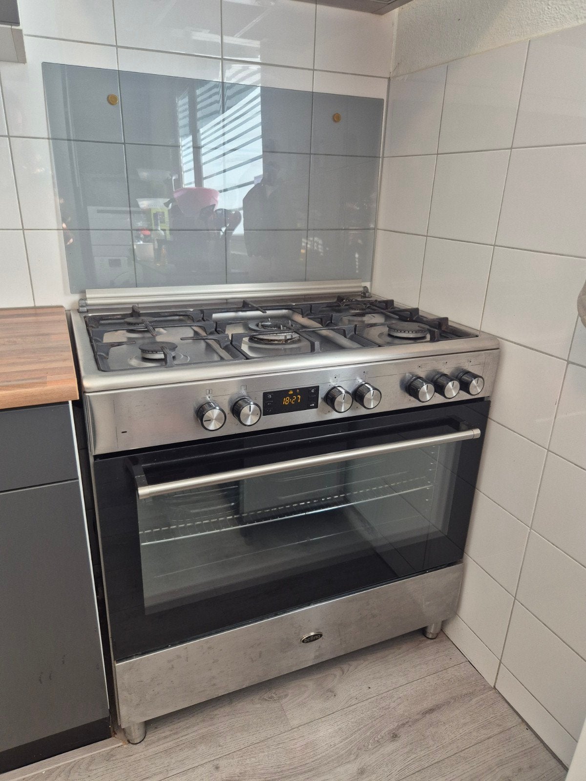Belling gasfornuis met oven zilver kleur 90 cm, Witgoed en Apparatuur, Ophalen, Gebruikt, 60 cm of meer, Gas