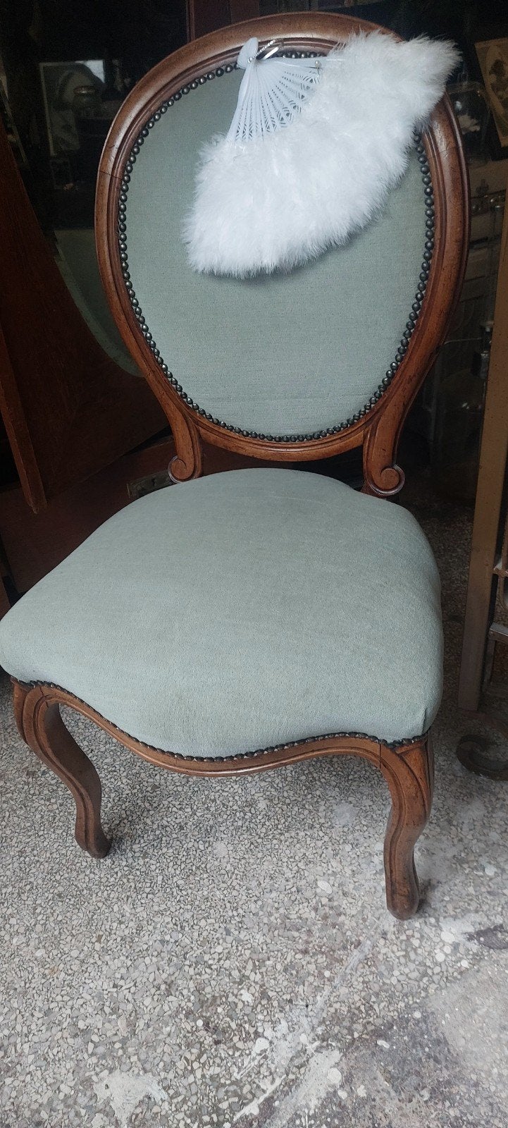 Elegante Boudoir Stoel - Groen Fluweel & Houten Frame, Ophalen