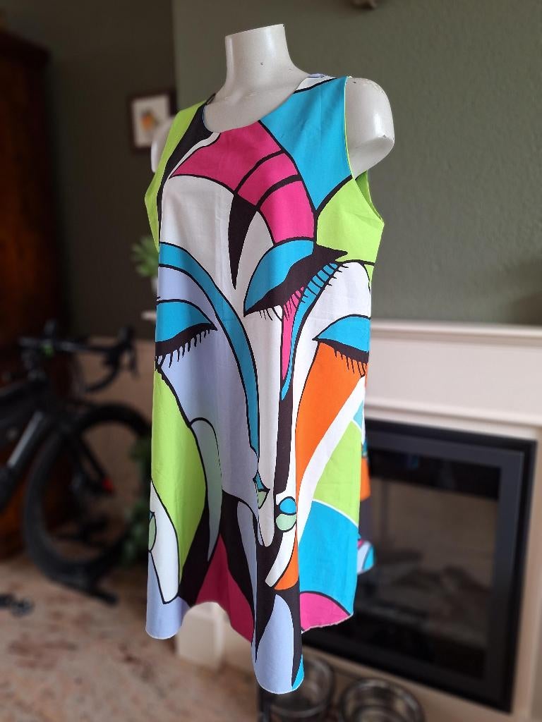 New Collection abstracte kleuren jurk 42 L XL, Kleding | Dames, Overige kleuren, Maat 42/44 (L), Ophalen of Verzenden, Zo goed als nieuw