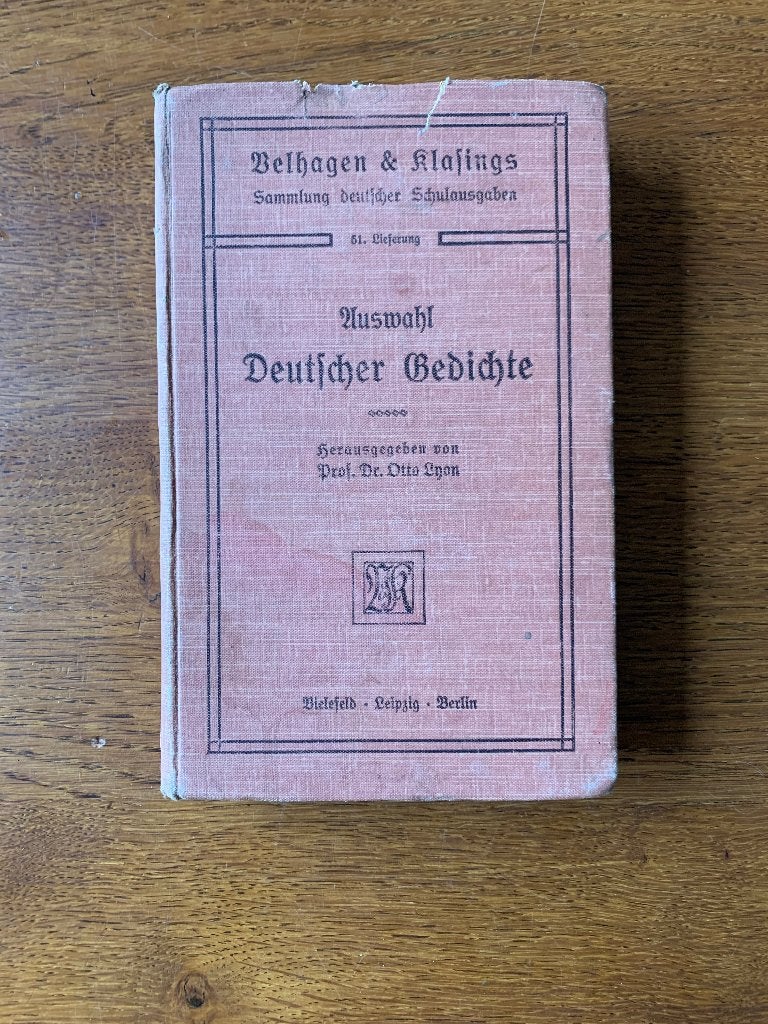 "Auswahl Deutscher Gedichte" Prof. Dr. Otto Lyon von 1910, Ophalen of Verzenden