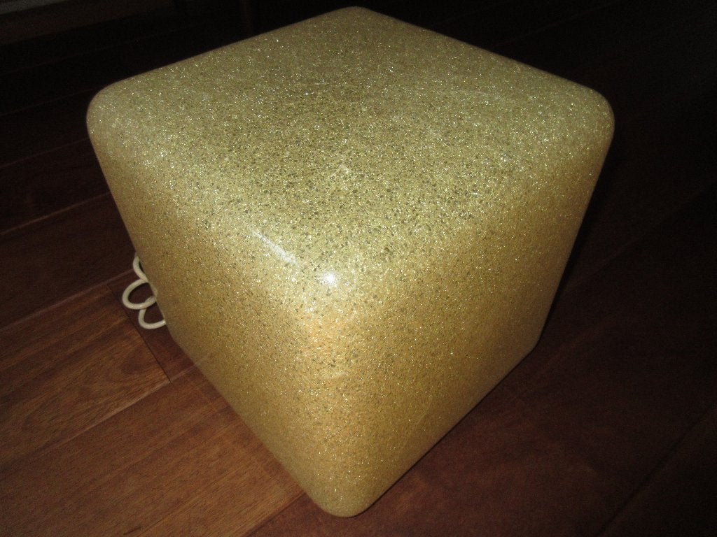 Vintage design plexiglas kubus met verlichting bijzettafel, Ophalen of Verzenden, Gebruikt, Kunststof, Minder dan 100 cm