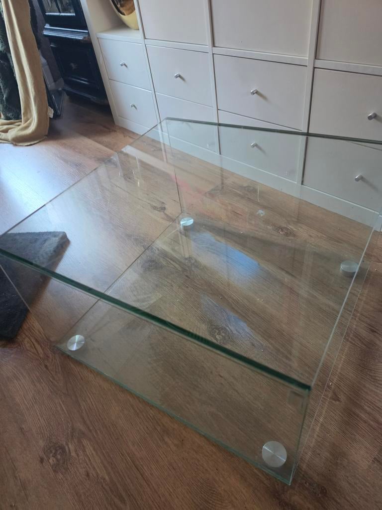 Helderr Glazen Salontafel - Zware Kwaliteit (55x55x33 cm), Huis en Inrichting, Tafels | Salontafels, Ophalen