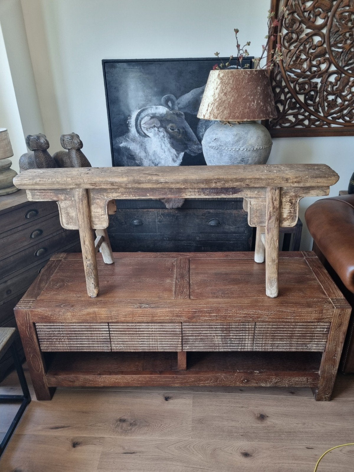 Antieke Chinese houten bank - Rustieke charme, Ophalen