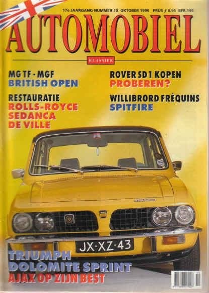 Automobiel 10 1996 : Triumph Dolomite Sprint - MG TF - MGF, Ophalen of Verzenden, Gelezen, Algemeen