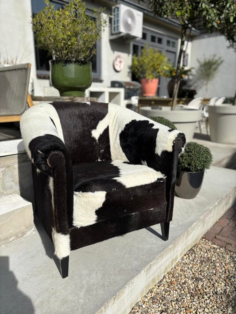 Clubfauteuil Koe, Huis en Inrichting, Fauteuils, Gebruikt, Leer, 50 tot 75 cm, 75 tot 100 cm, Ophalen of Verzenden